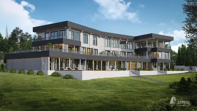 Проект 00002 «Хельсинки» - дом клееный брус . Вид сбоку слева