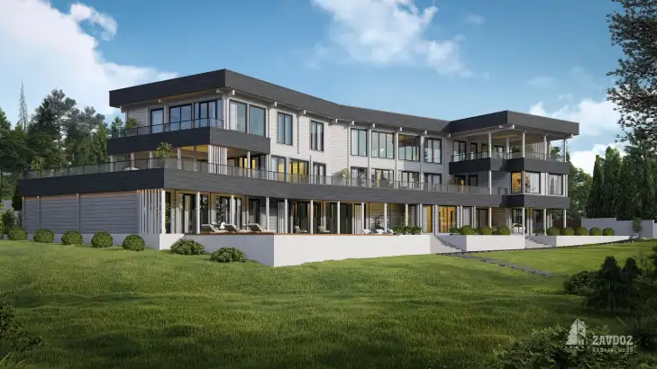 Проект 00002 «Хельсинки» - дом клееный брус . Вид сбоку слева