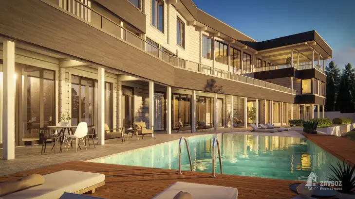 Проект 00002 «Хельсинки» - дом клееный брус . Вид вблизи