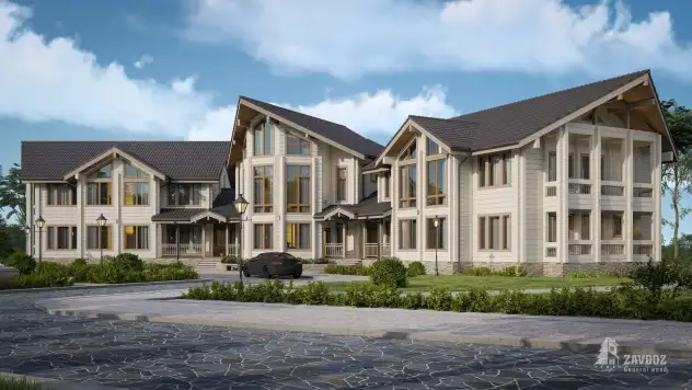 Проект дома из клееного бруса «Стокгольм». Вид справа сбоку