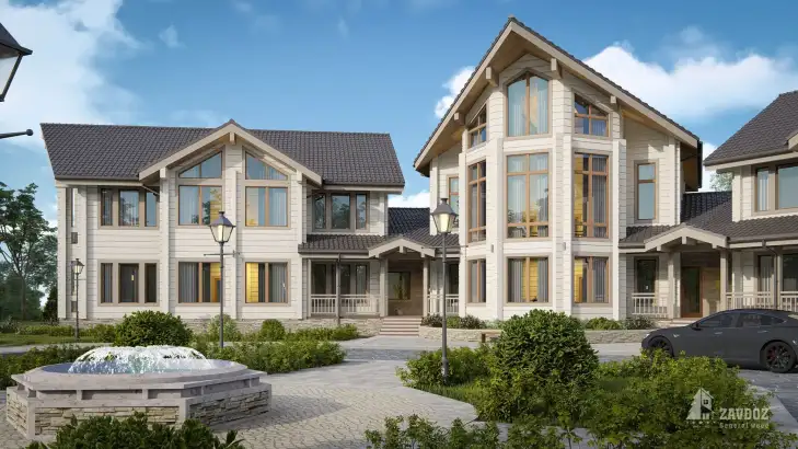 Проект дома из клееного бруса «Стокгольм». Вид левое крыло