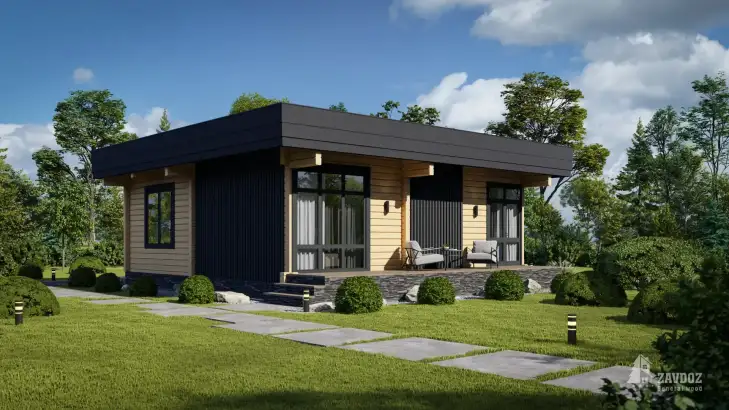Проект дома из клееного бруса «Фьорд». Вид сзади