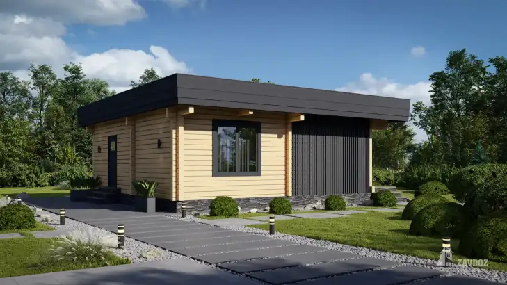 Проект дома из клееного бруса «Фьорд». Вид сбоку