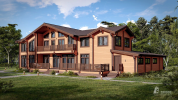 Проект дома клееный брус 16191 «Давос», оранжевый. Вид сбоку