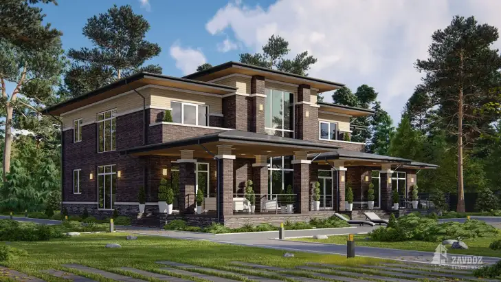 Проект дома из кирпича 21872 «Штутгарт». Вид сбоку