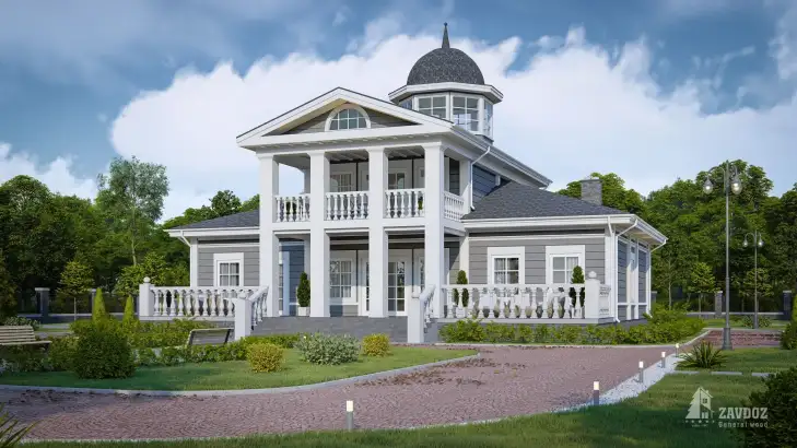 Проект дома из клееного бруса 31885 «Кёнигсберг». Вид слева сбоку