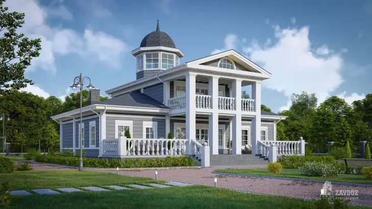 Проект дома из клееного бруса 31885 «Кёнигсберг». Вид справа сбоку