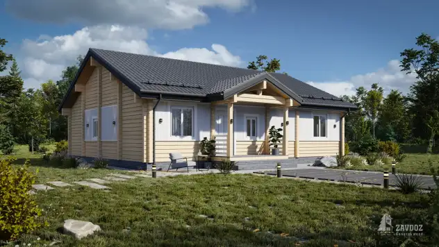 Проект 32605-72 «Аппель» - дом из клееного бруса . Вид сбоку слева