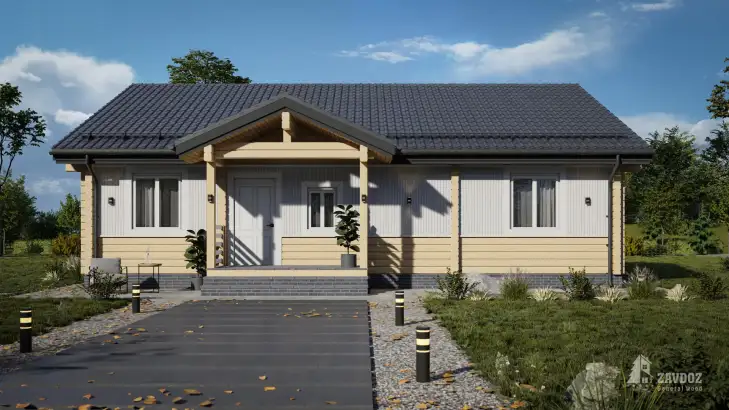 Проект 32605-72 «Аппель» - дом из клееного бруса . Вид прямо