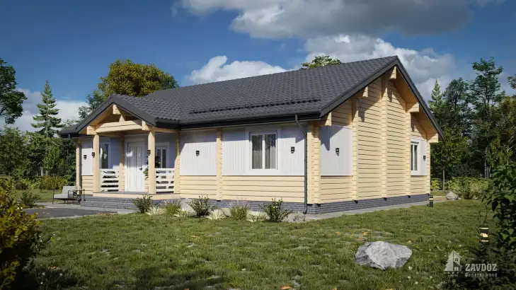 Проект 32605-72 «Аппель» - дом из клееного бруса . Вид слева сбоку