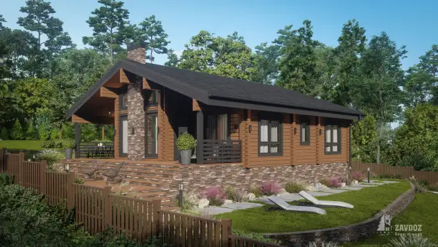 Проект 33125-1 «Танне» - дом клееный брус . Вид сбоку справа