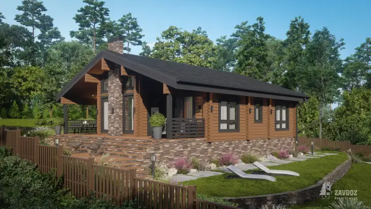 Проект 33125-1 «Танне» - дом клееный брус . Вид сбоку справа