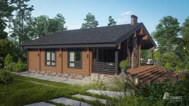 Проект 33125-1 «Танне» - дом клееный брус . Вид сбоку слева