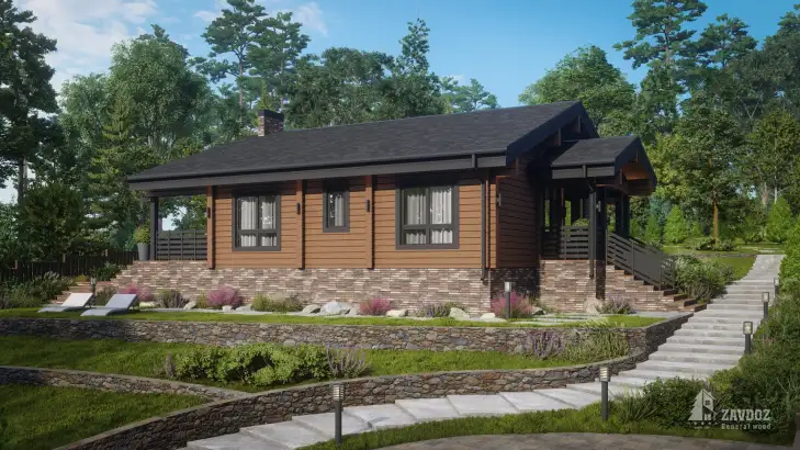 Проект 33125-1 «Танне» - дом клееный брус . Вид в профиль