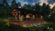 Проект 33125-1 «Танне» - дом клееный брус . Вид ночной сбоку