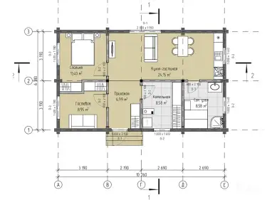Планировка 1 этажа дом из клееного бруса «Альф»