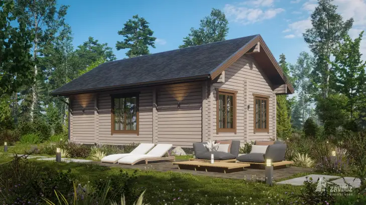 Проект дом из клееного бруса «Альф». Вид сбоку