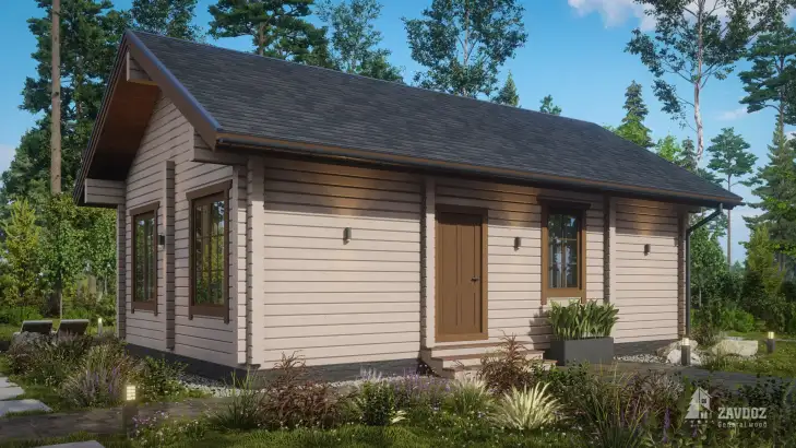 Проект дом из клееного бруса «Альф». Вид со стороны входа