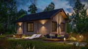 Проект дом из клееного бруса «Альф». Вид ночной сбоку