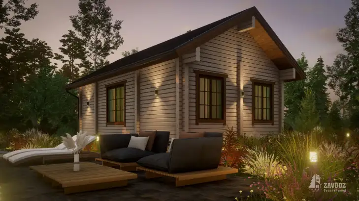 Проект дом из клееного бруса «Альф». Вид вблизи