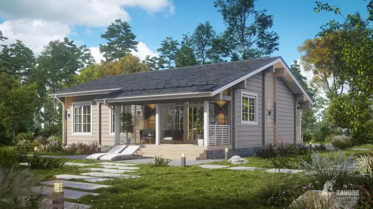 Проект дом из клееного бруса «Норден». Вид справа сбоку