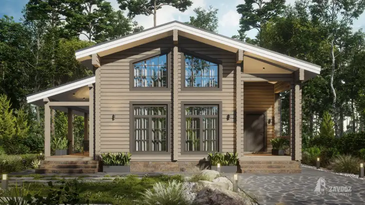 Проект дома из клееного бруса «Биргель». Вид прямо