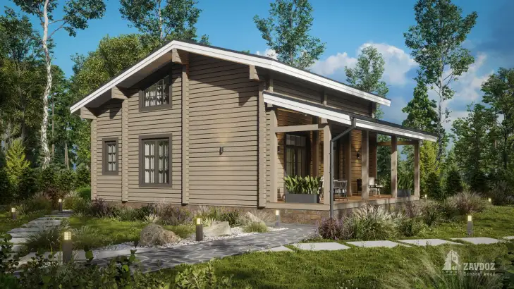 Проект дома из клееного бруса «Биргель». Вид сзади