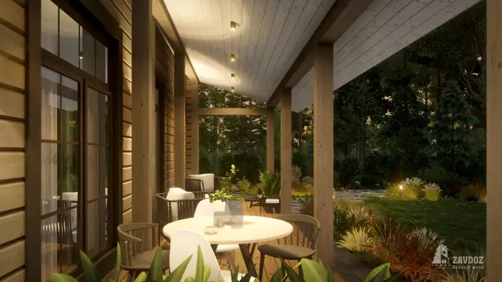 Проект дома из клееного бруса «Биргель». Вид вблизи