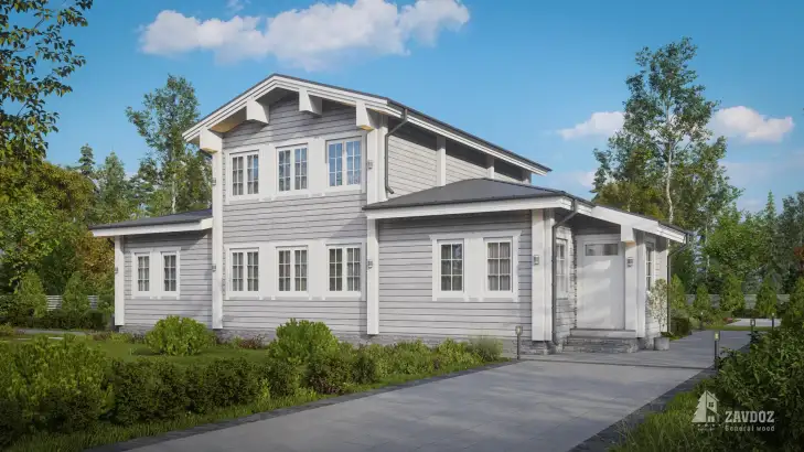 Проект дома из клееного бруса 33509 «Ланц». Вид сзади