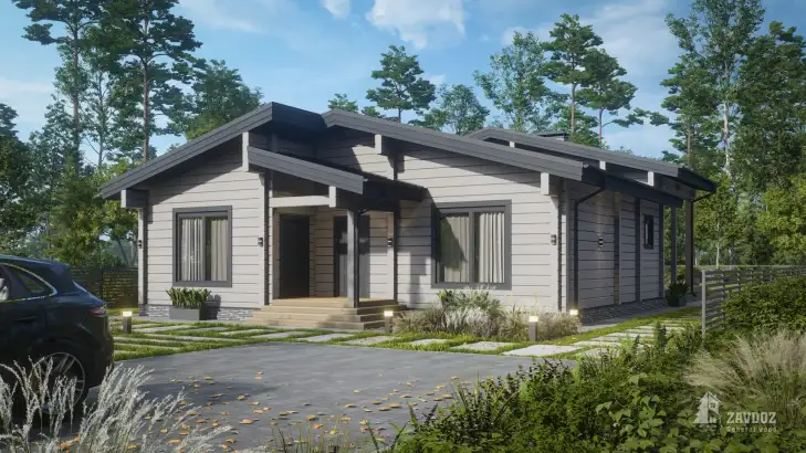 Проект дома из клееного бруса 33579 «Штайн». Вид сзади