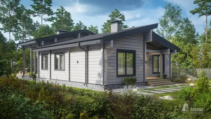 Проект дома из клееного бруса 33579 «Штайн». Вид сбоку