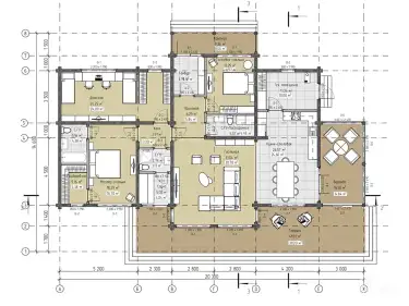 Планировка 1 этаж. Дом из клееного бруса «Ольштадт»