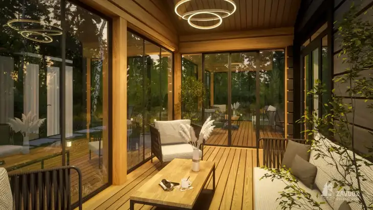 Проект 33587 «Ольштадт» - дом из клееного бруса . Вид вблизи