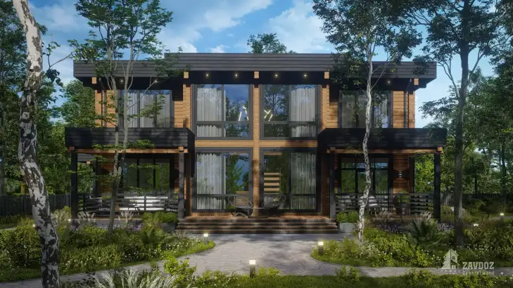 Проект дома клееный брус «Бернау». Вид прямо