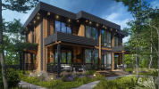 Проект дома клееный брус «Бернау». Вид справа слева сбоку