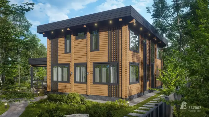 Проект дома клееный брус «Бернау». Вид сбоку