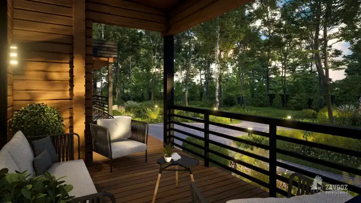 Проект дома клееный брус «Бернау». Вид вблизи