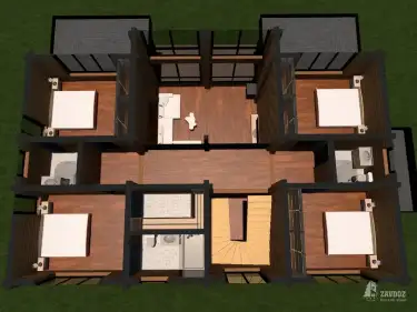 План 2 этажа дома из клееного бруса «Бернау»